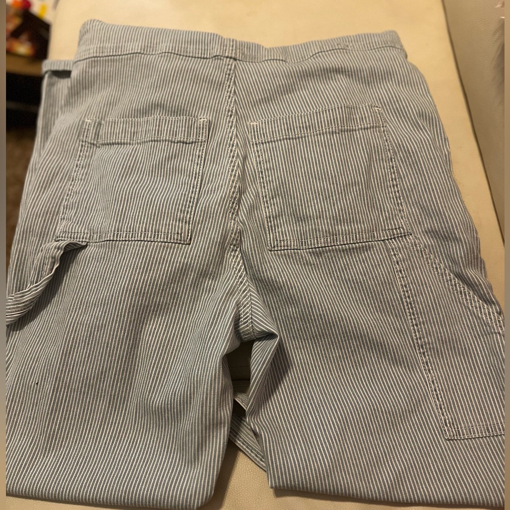 Universal Thread Light Blue Striped Overalls 02 L… - image 2